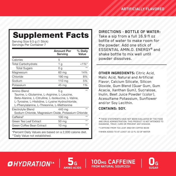 OPTIMUM NUTRITION - AMINO ENERGY + HYDRATION - 7STICKS