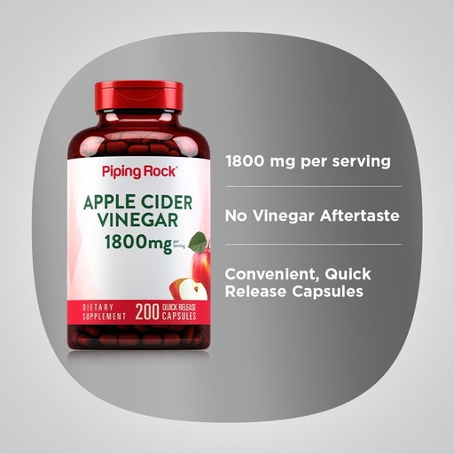 PIPING ROCK - APPLE CIDER VINEGAR 1800MG - 200PCS