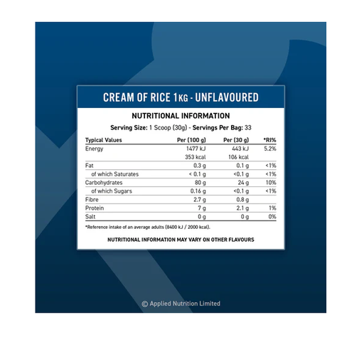 APPLIED NUTRITION - CREAM OF RICE - 1KG