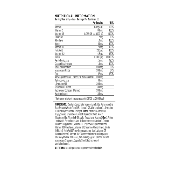 APPLIED NUTRITION - HAIR, SKIN & NAIL - 60 PCS