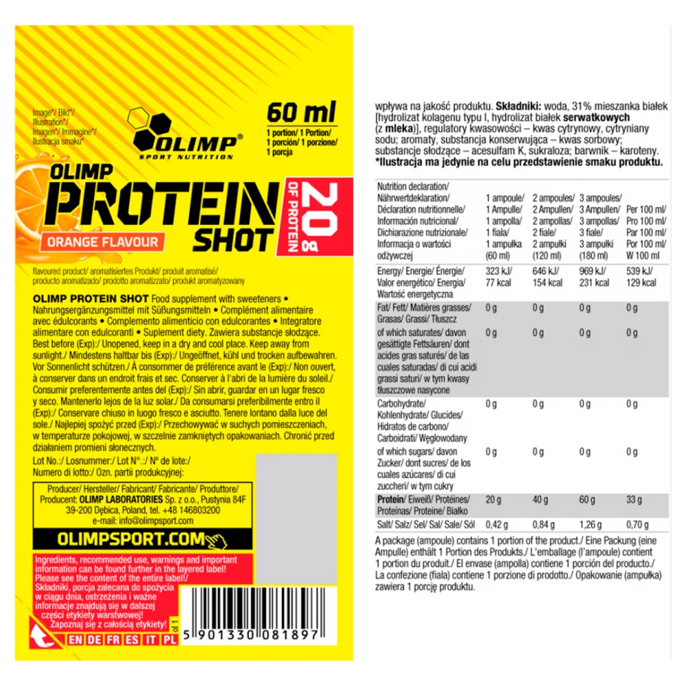 OLIMP - PROTEIN SHOT 60ml (ORANGE)
