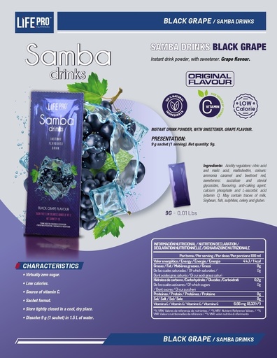 LIFE PRO - SAMBA ENERGY DRINK FLAVOR - 9G