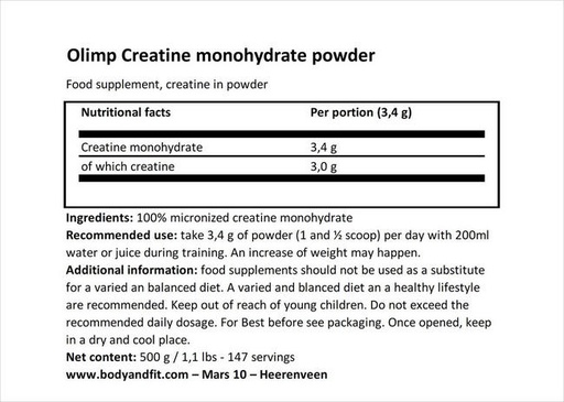 OLIMP - CREATINE MONOHYDRATE MICRO - UNFLAVOURED - 250G