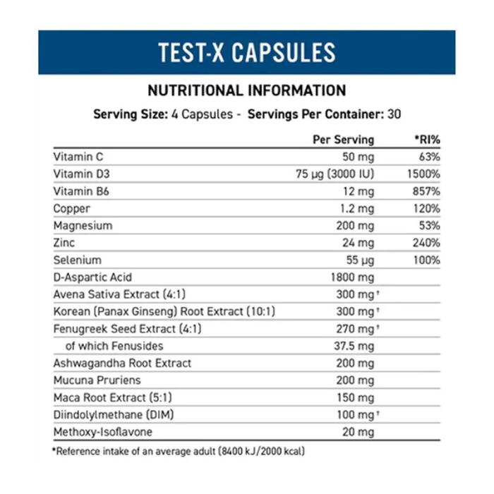 APPLIED NUTRITION - TEST X TESTOSTERONE BOOSTER - 120PCS