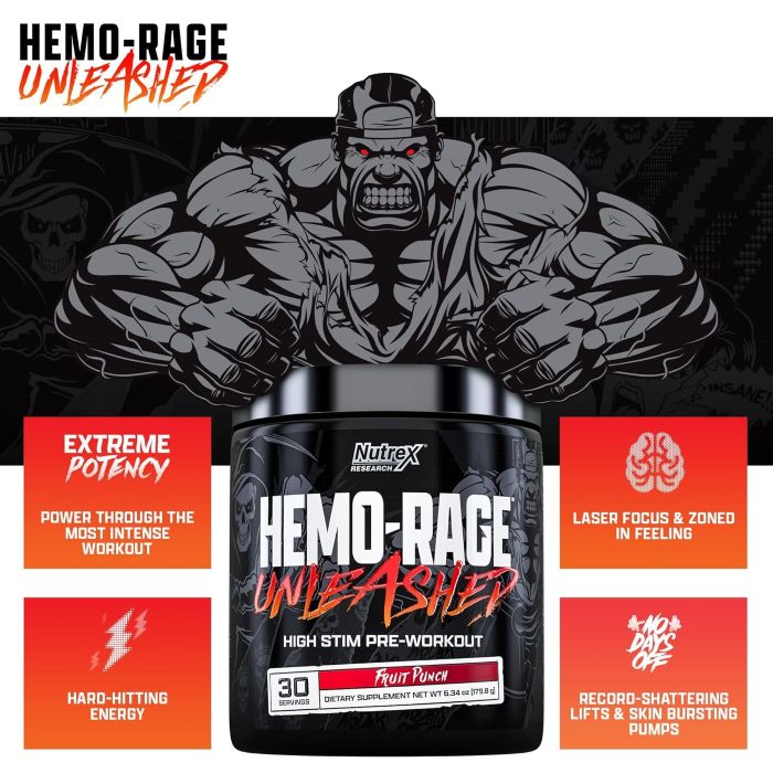  NUTREX - HEMO RAGE UNLEASHED PRE WORKOUT - 30SER