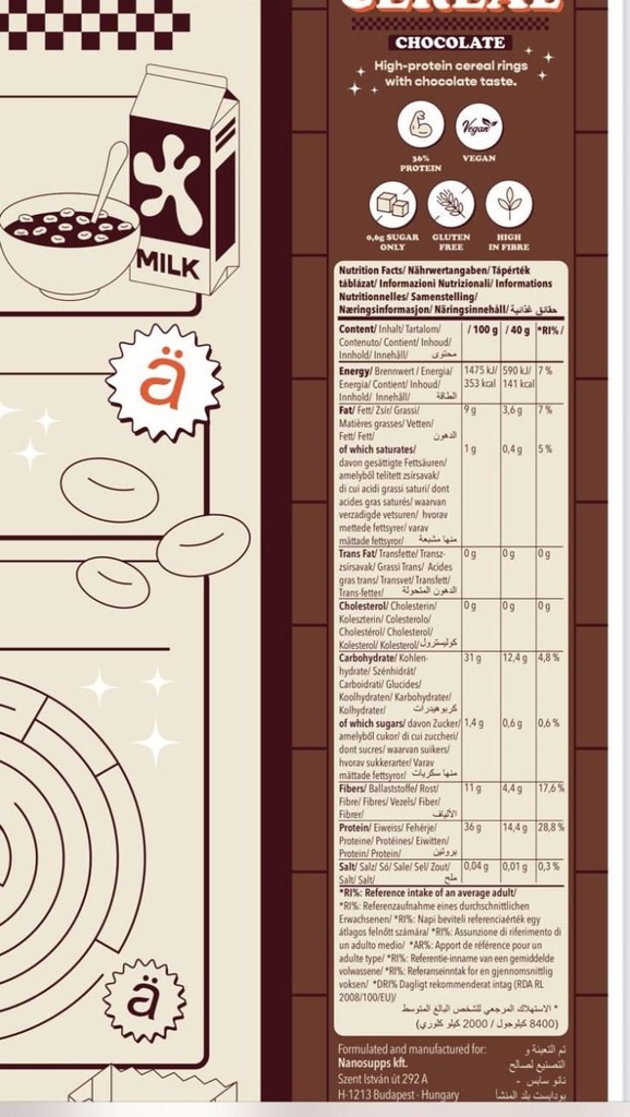 NANO SUPPS - PROTEIN CEREALES - 250G