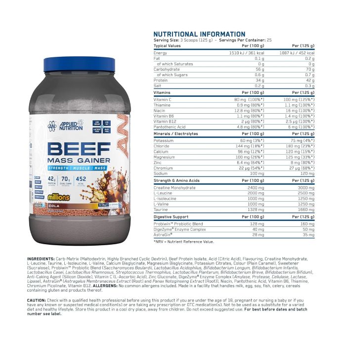 APPLIED NUTRITON - BEEF MASS GAINER - 3KG