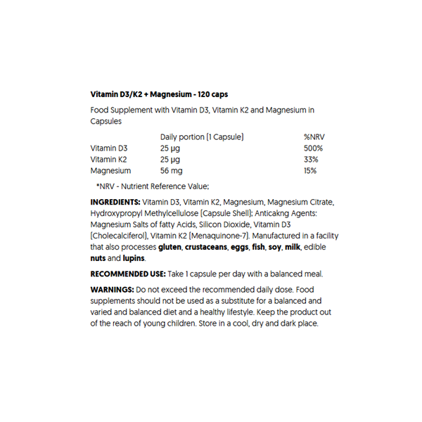 WEIDER - VITAMIN D3 & K2 + MG - 120PCS