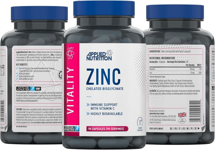 APPLIED NUTRITION - VITALITY ZINC 15MG - 90PCS