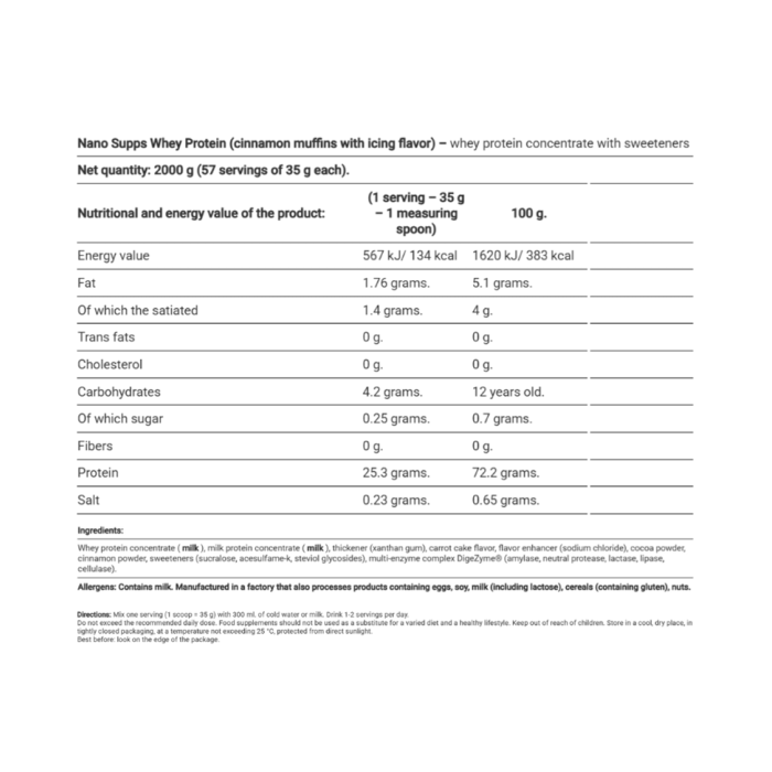 NANO SUPPS - WHEY PROTEIN - 2KG