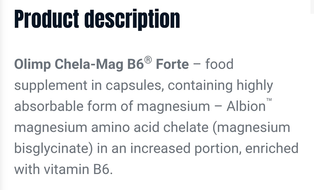 Olimp - MAGNESIUM GLYCINATE + B6 - 60PCS
