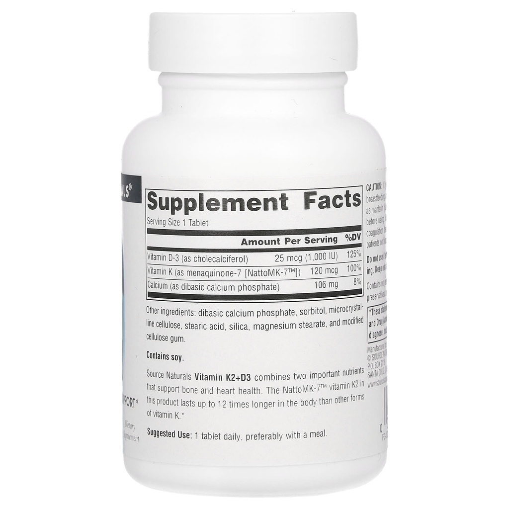 SOURCE NATURALS - D3+K2 - 60PCS