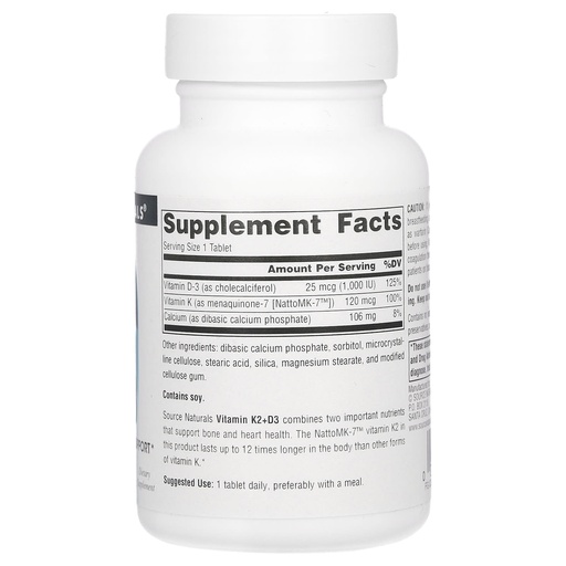 SOURCE NATURALS - D3+K2 - 60PCS